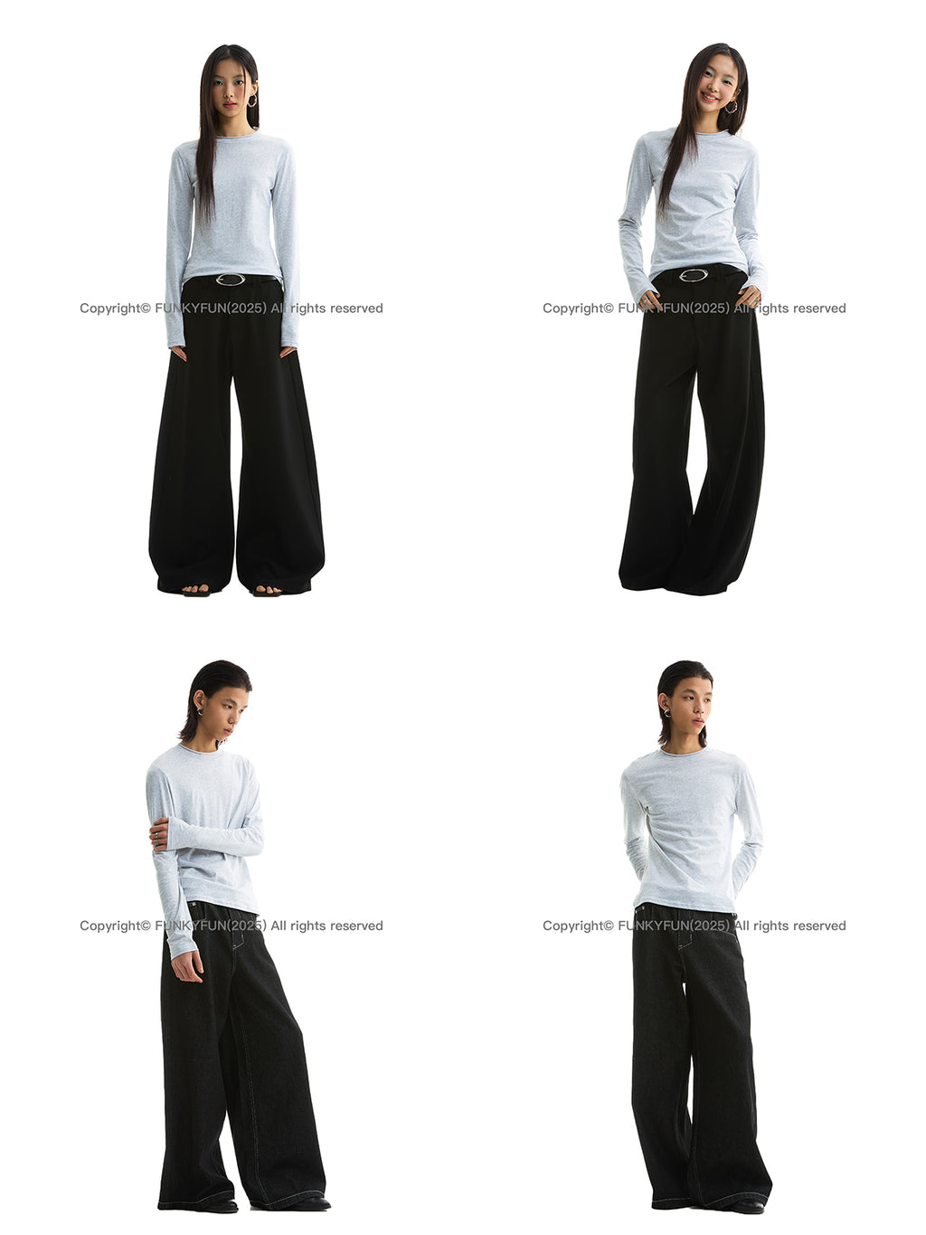 FUNKYFUN Curled Edge Small Neckline Bottoming Shirt T-shirt