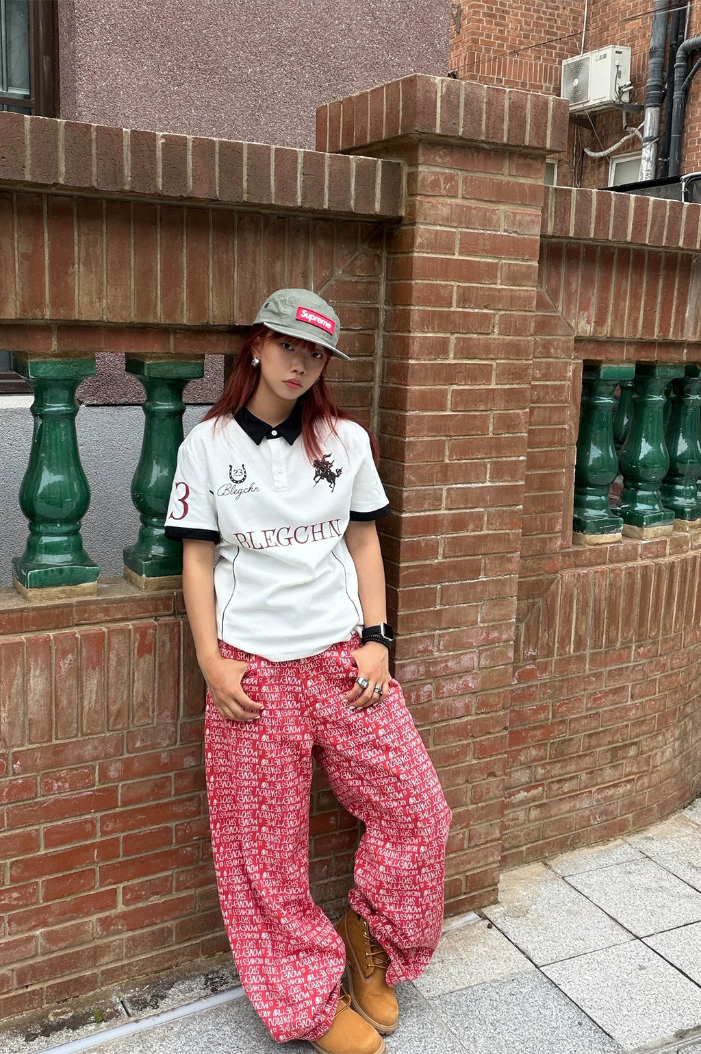 EAHO Letter-printed Casual Wide-leg Pants