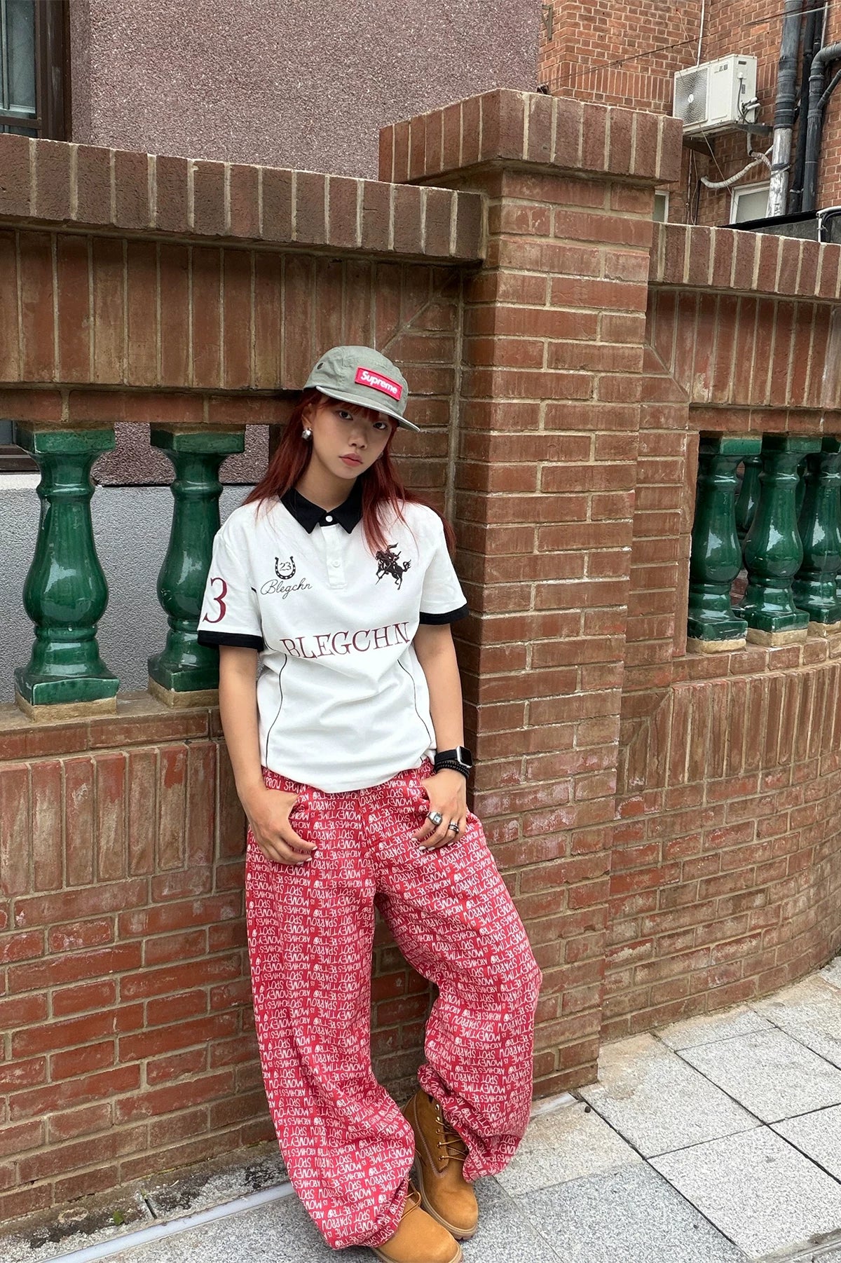 EAHO Letter-printed Casual Wide-leg Pants