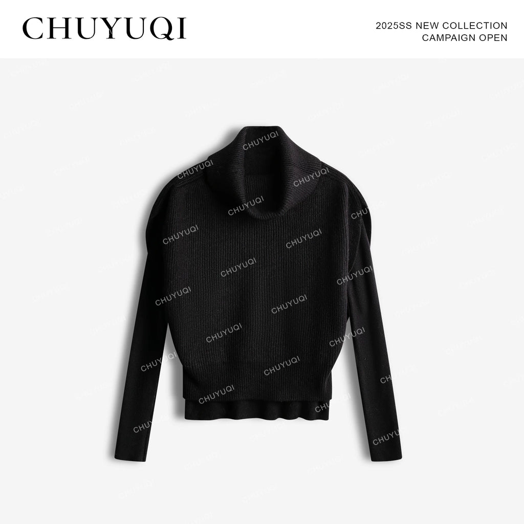 CHUYUQI Stacked Collar Vest Sweater Thin Two-piece Set