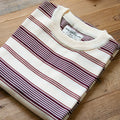 PrintAce Knitted Vintage Striped Crew Neck Front Shoulder Tee