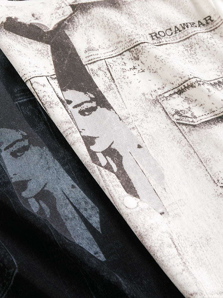 Rocawear Short and Wide Portrait Tie Printed Tee