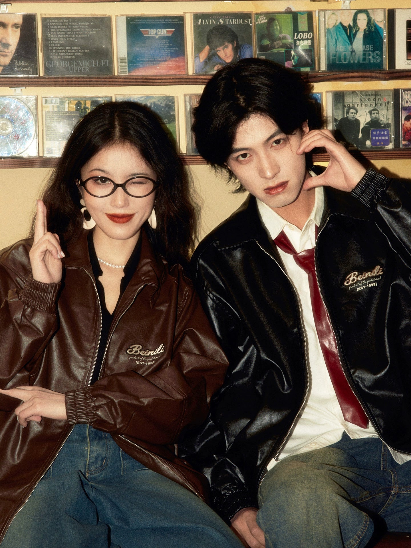 ALOHA Vintage Harbor Style Motorcycle Leather Jacket