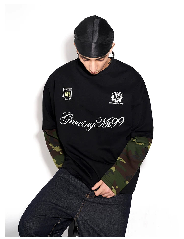 MT99 Fake Two-piece Camouflage Splicing Long Sleeve