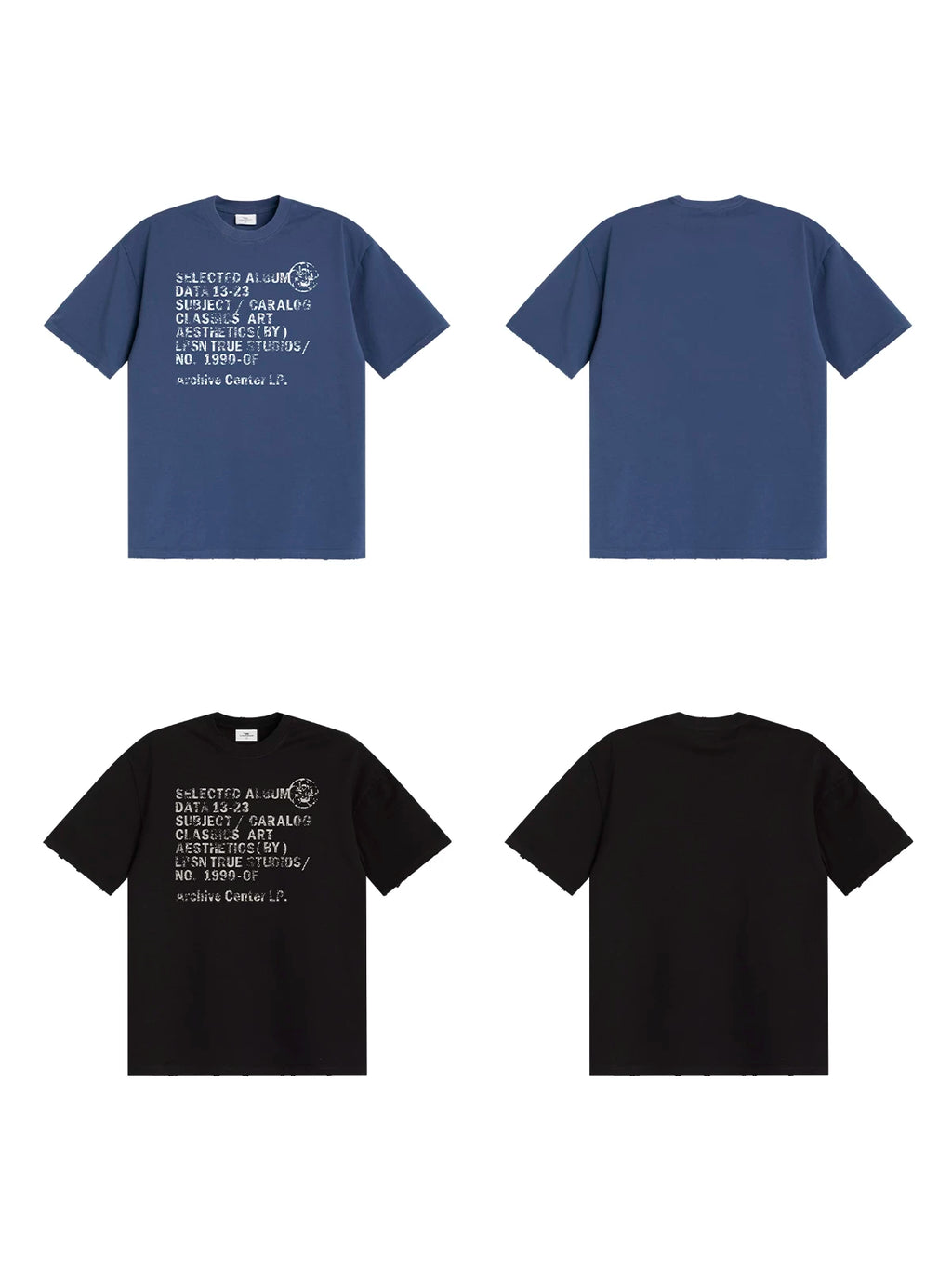 Loopsoon Chest Old Damaged Printed Casual Versatile Tee