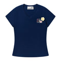 HACR Wool Small Flower Elastic Slim V-neck Tee