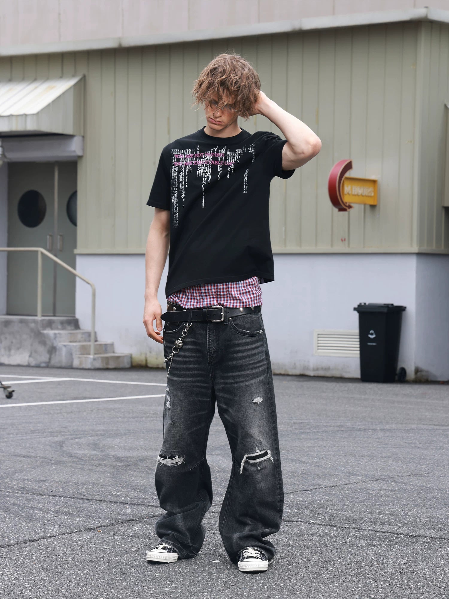 SAXGENWON Retro Hot Drill Front Shoulder Tee
