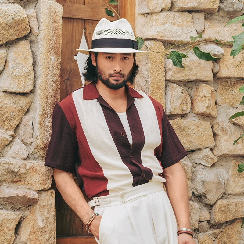 SOARIN Contrasting Splicing Short-sleeved Shirt