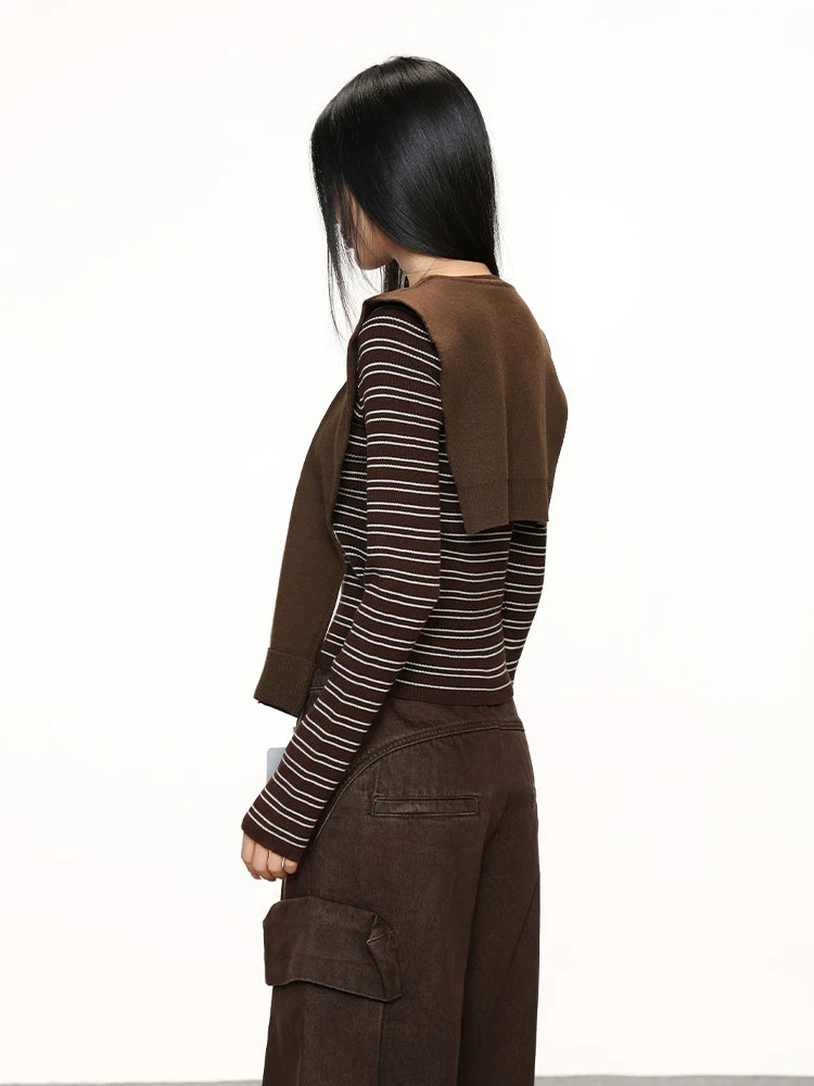 Cherry Melody Striped Contrasting Color Versatile Long Sleeve
