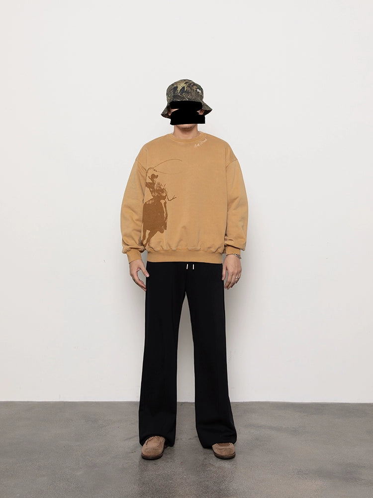 SUPERTOFU Makes Old Denim Pattern Crew Neck Sweater