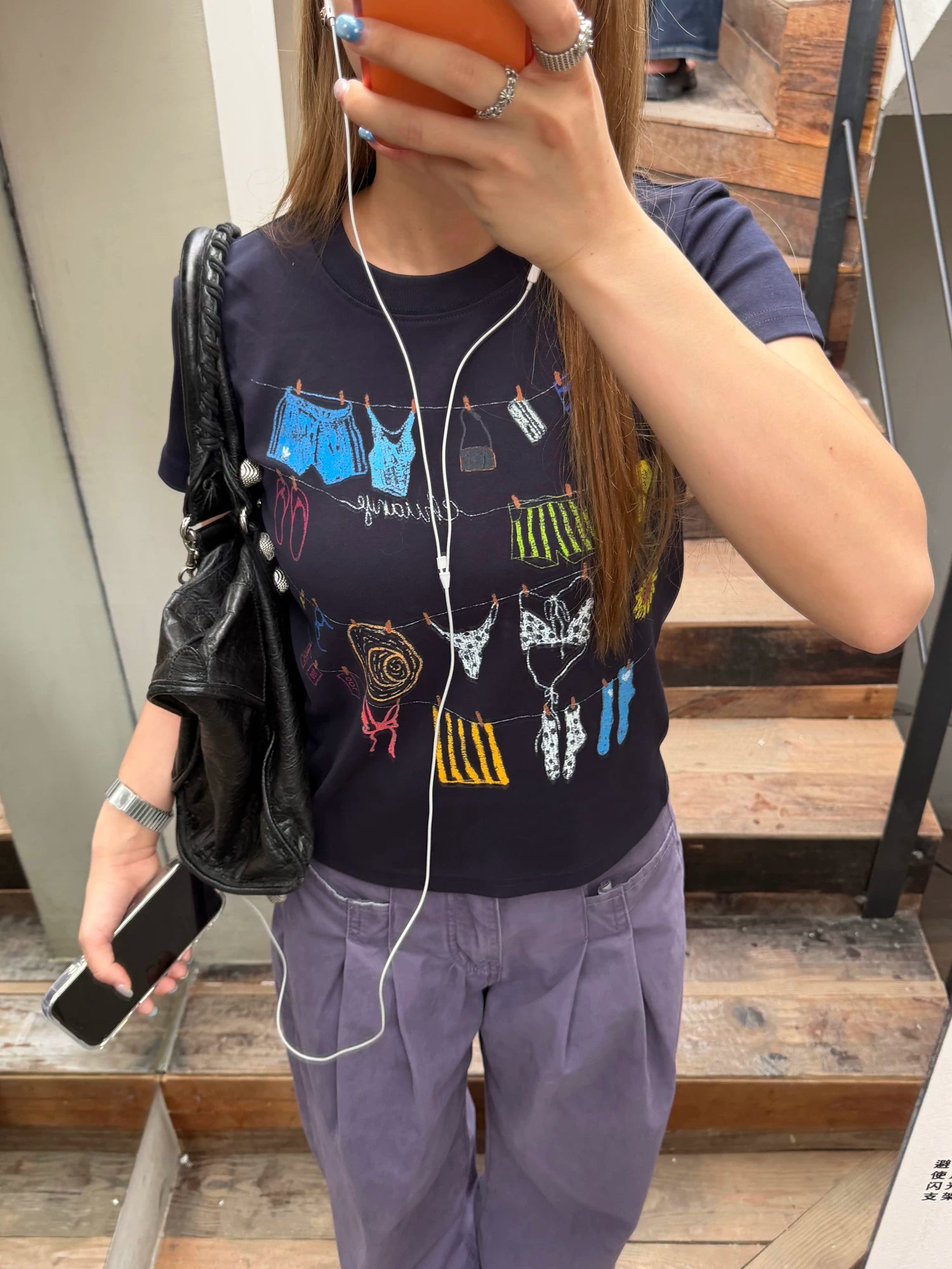 CCYE Graffiti Print Front Shoulder Tee