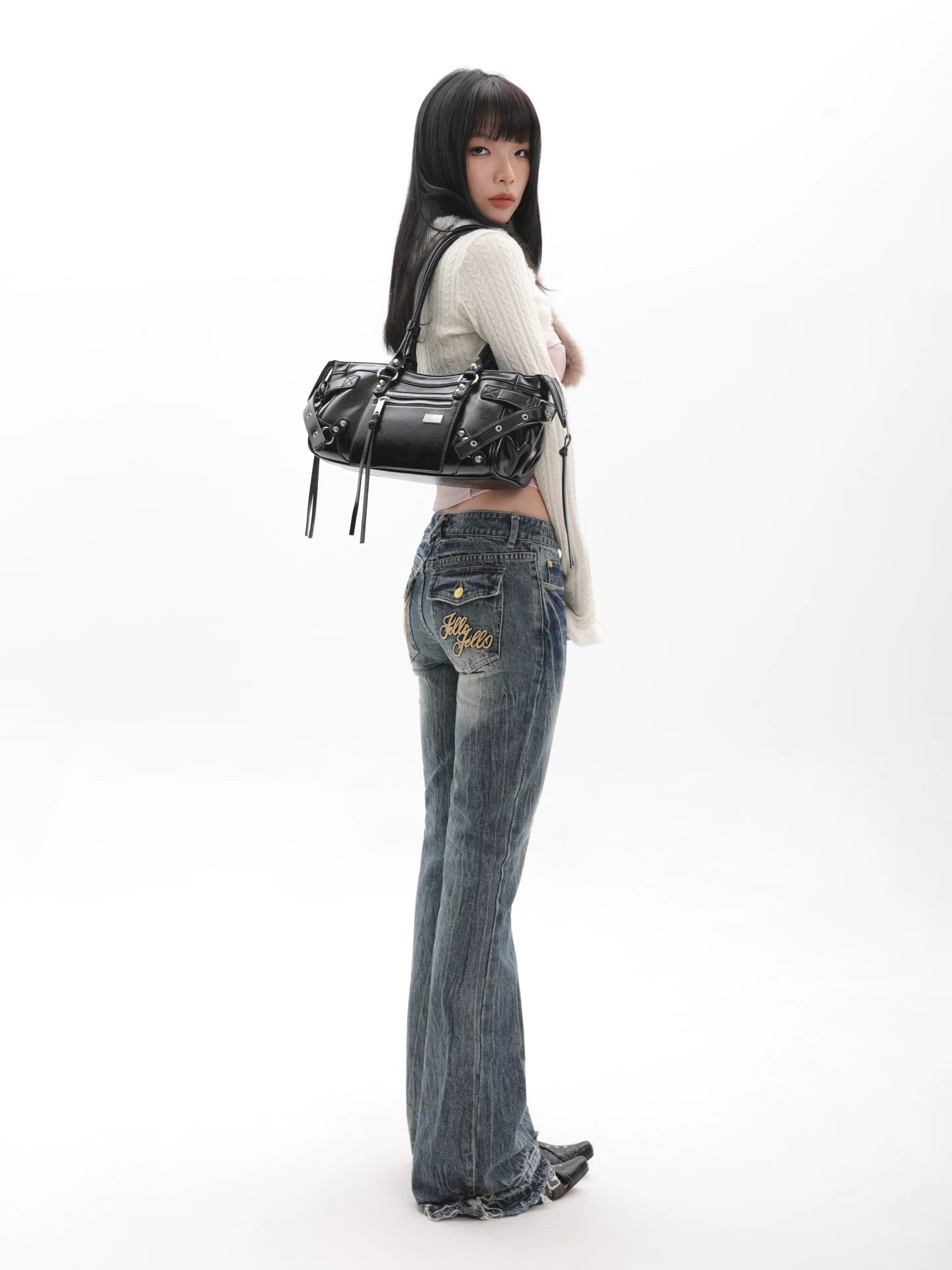 JANDRESS Vintage Rivet Underarm Bag