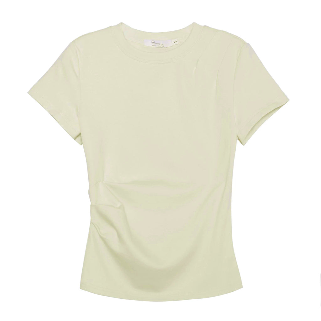 XUJING Pleated Front Shoulder Slim and Thin Tee