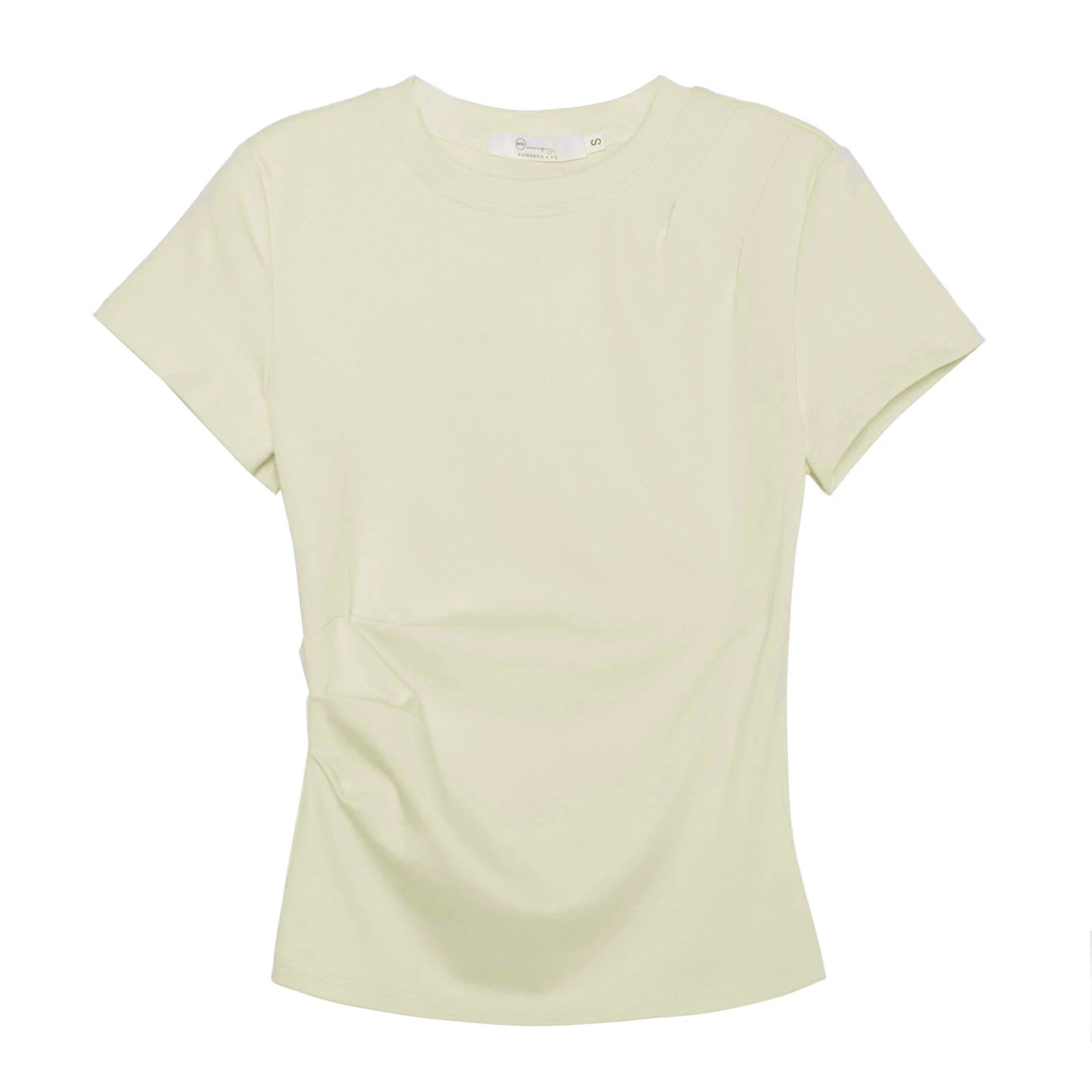XUJING Pleated Front Shoulder Slim and Thin Tee