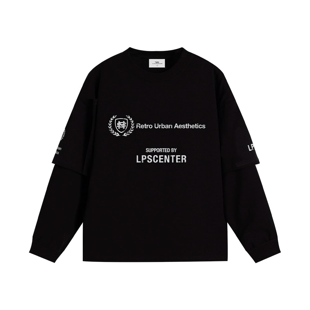 Loopsoon Fake Two-piece Creative Print Design Long Sleeve