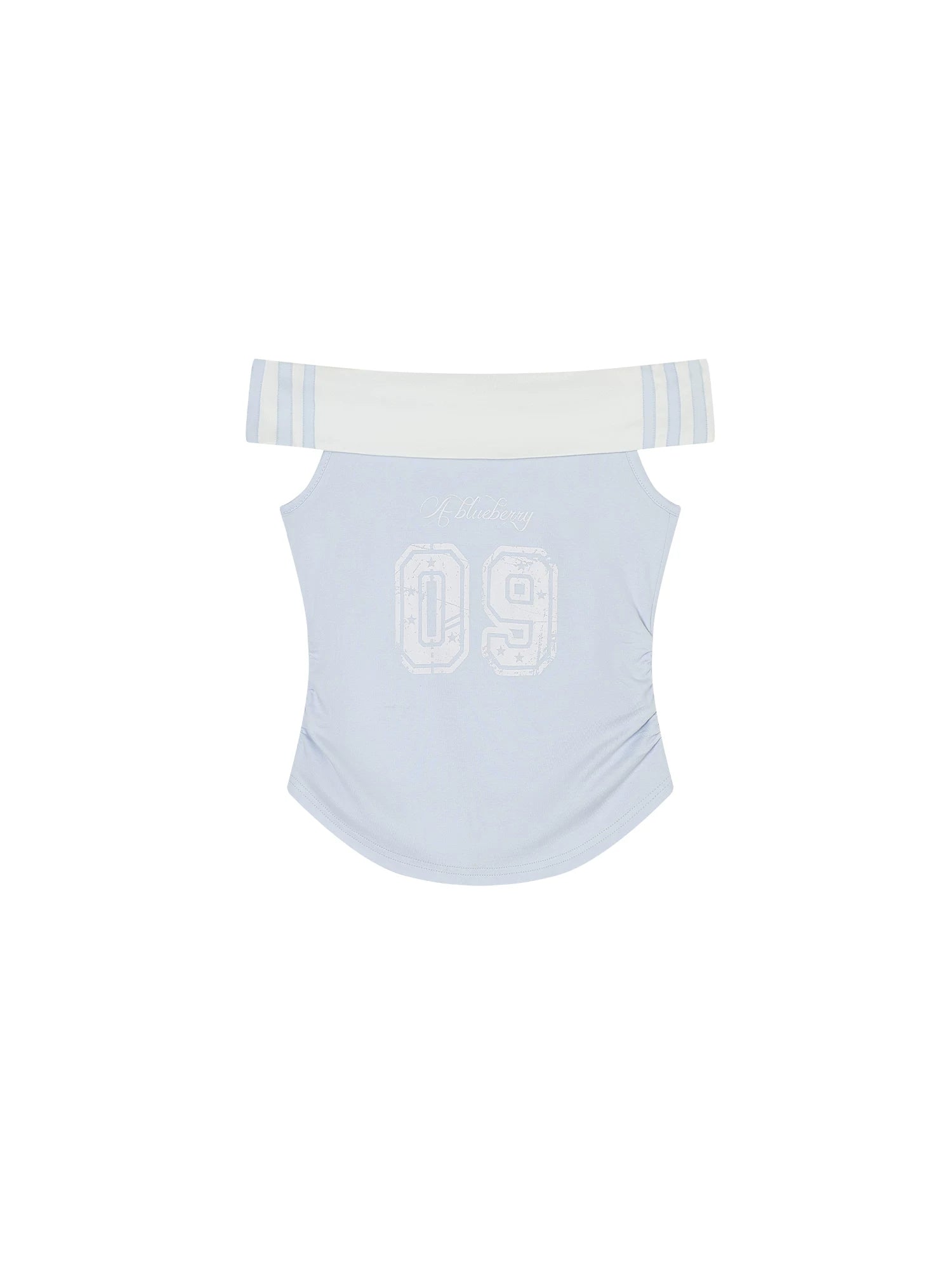 Ablueberry One-word Shoulder Waist Thin Short Tee