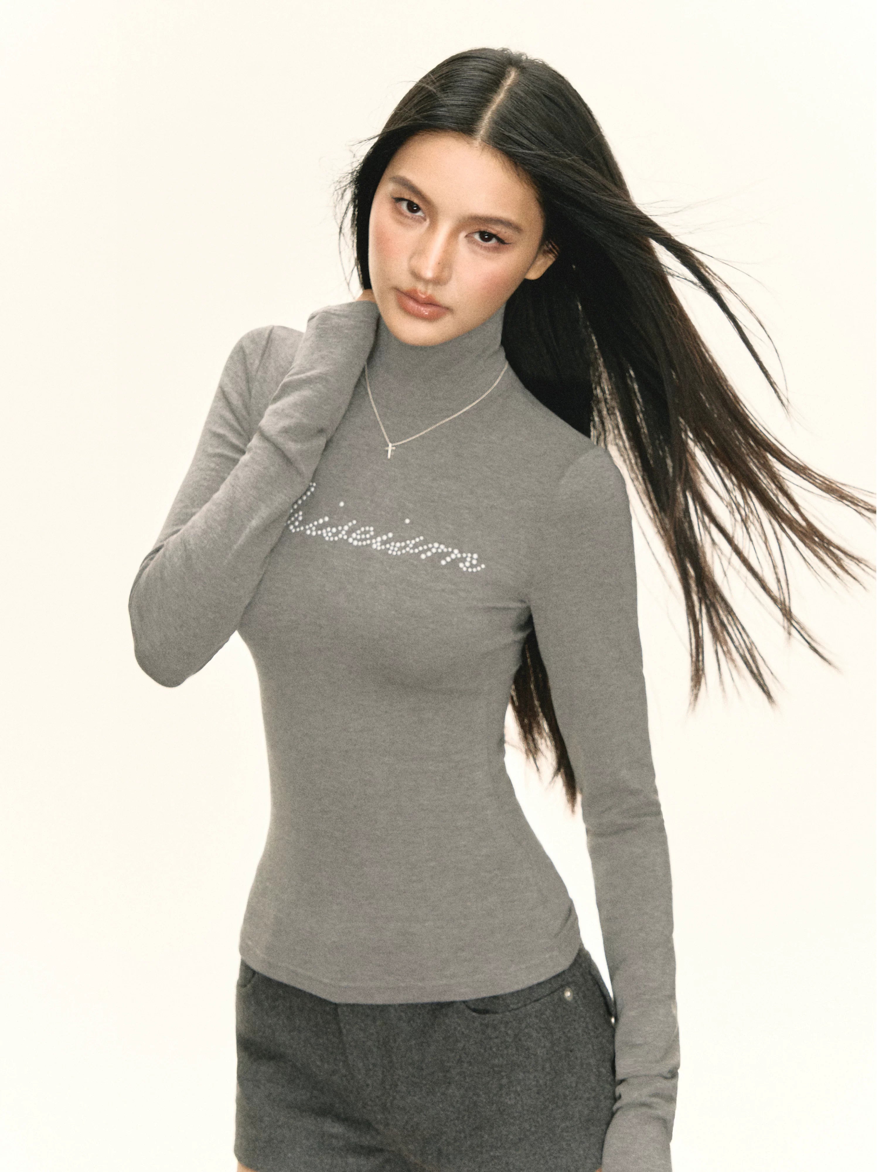 Ariseism Vintage Slim Fit Half Turtleneck Hot Diamond Long Sleeves