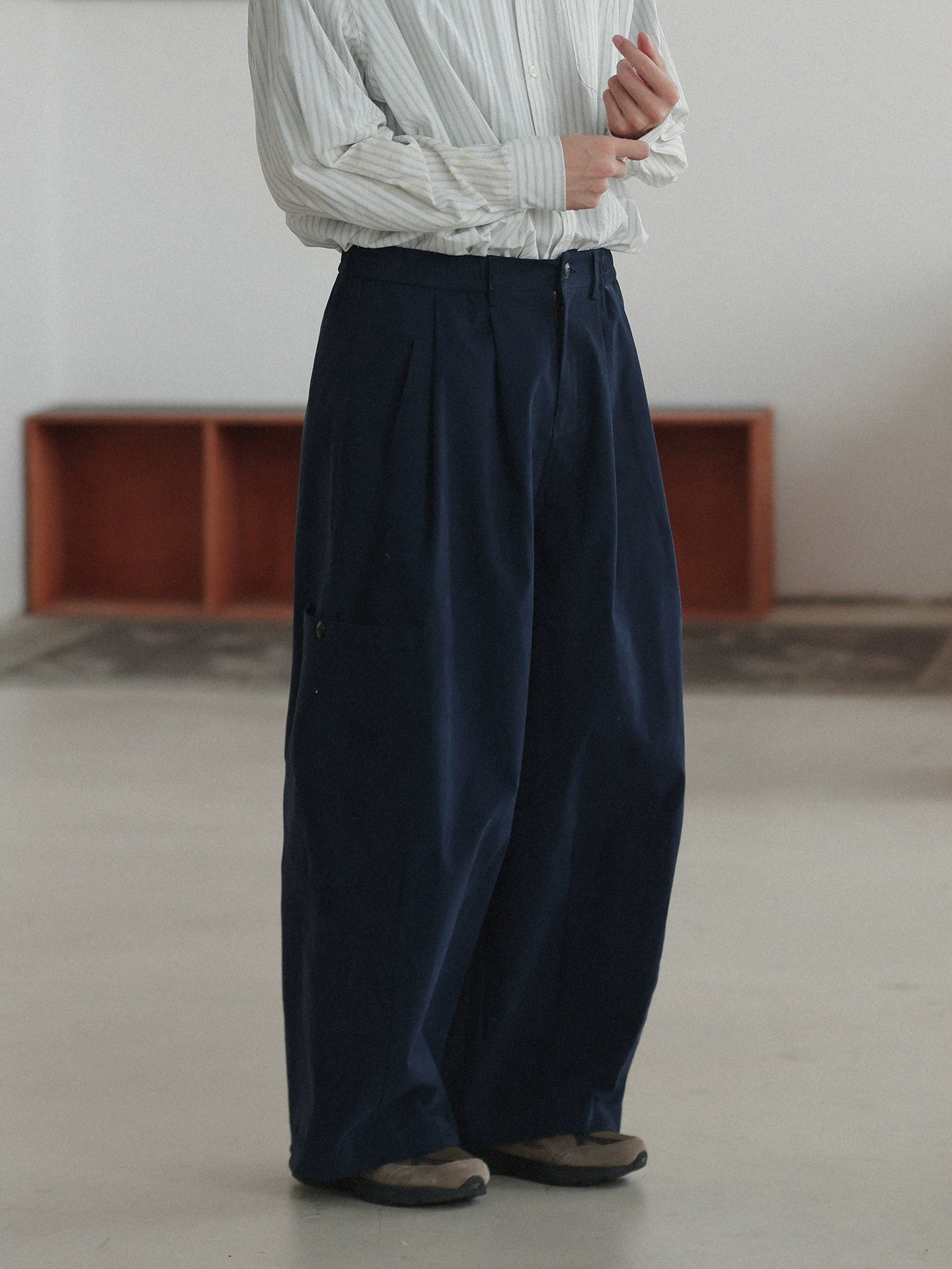 NOEARS Vintage Loose Elastic Waist Straight Casual Pants