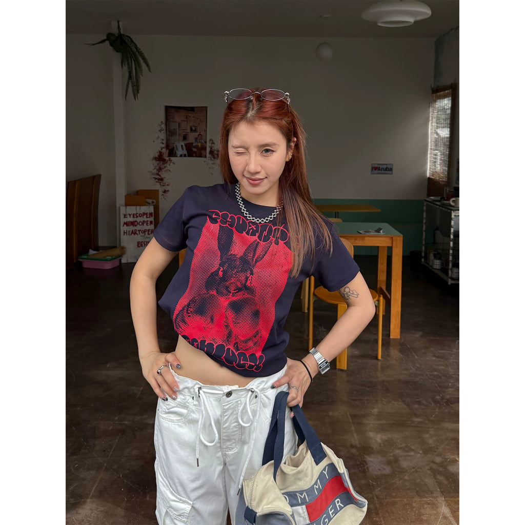 CCYE Front Shoulder Crew Neck Short Sleeve Tee