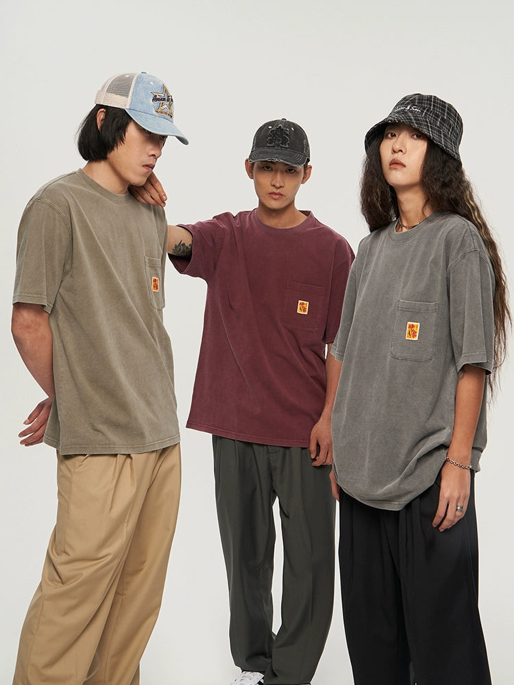 AVENUESON Woven Pocket Washed Casual Tee
