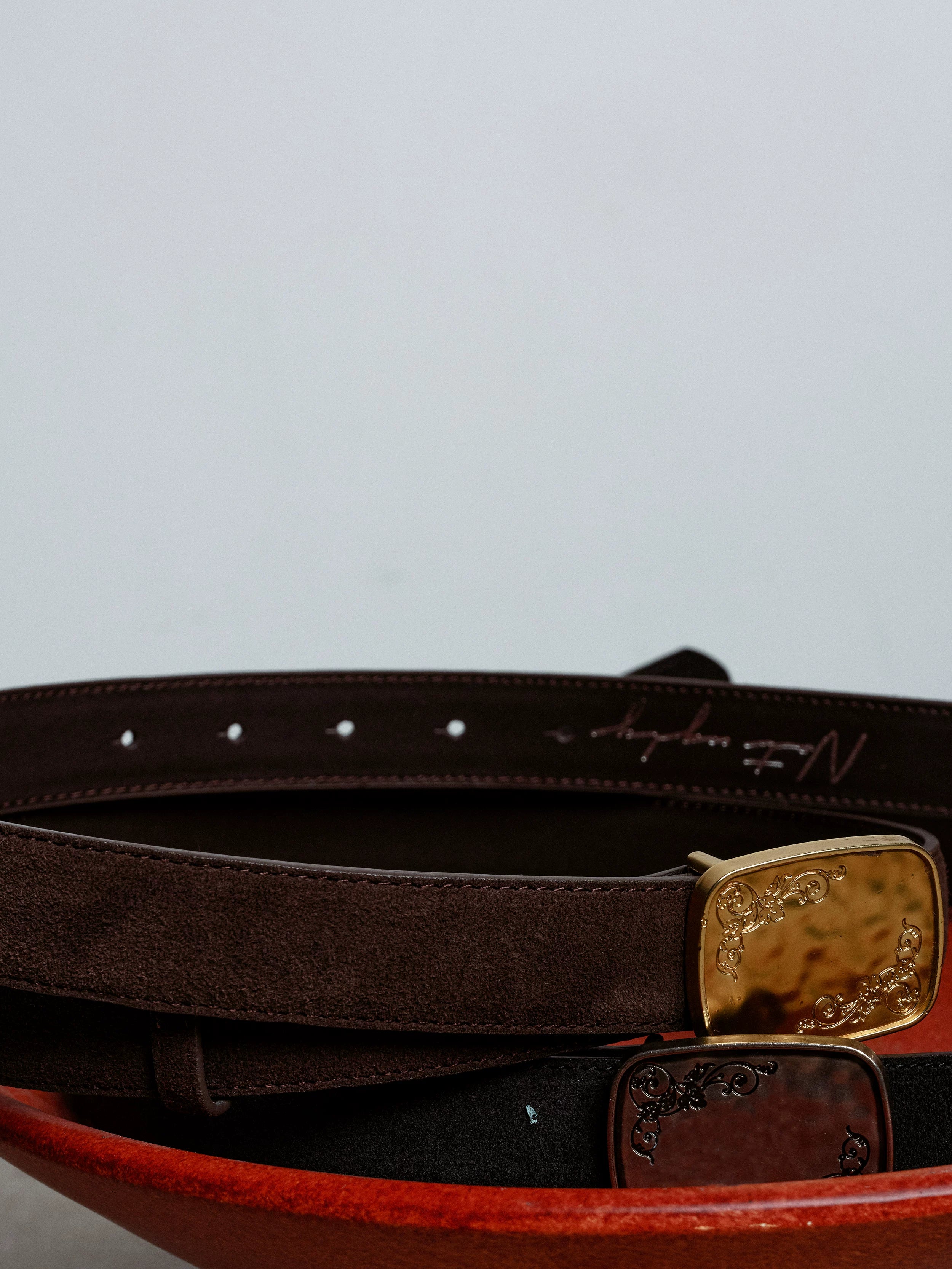 NOT UGLY Anti-Cashmere Electroplated Vine Relief Two-Tone Cowhide Belt