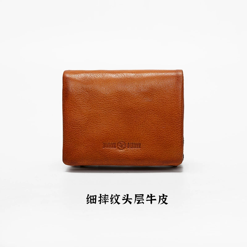 HALF WORK AtelierLeo first-layer cowhide wallet men's leather short handmade multi-card degaussing anti-theft swipe card bag wallet