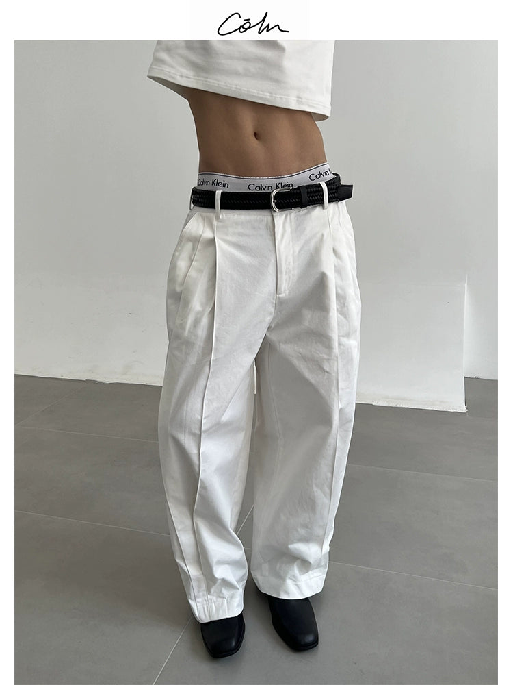 COLN crisp & loose cotton pleated pants