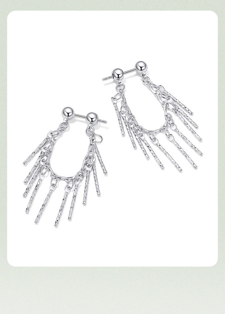 ZEGL Metal Waterfall Fringed Earrings