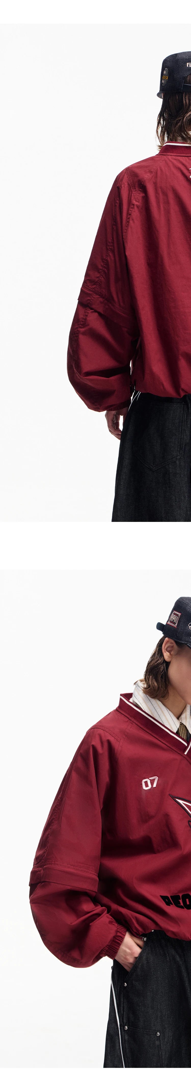 PEOPLESTYLE Badge Embroidered Sports V-neck Sweater
