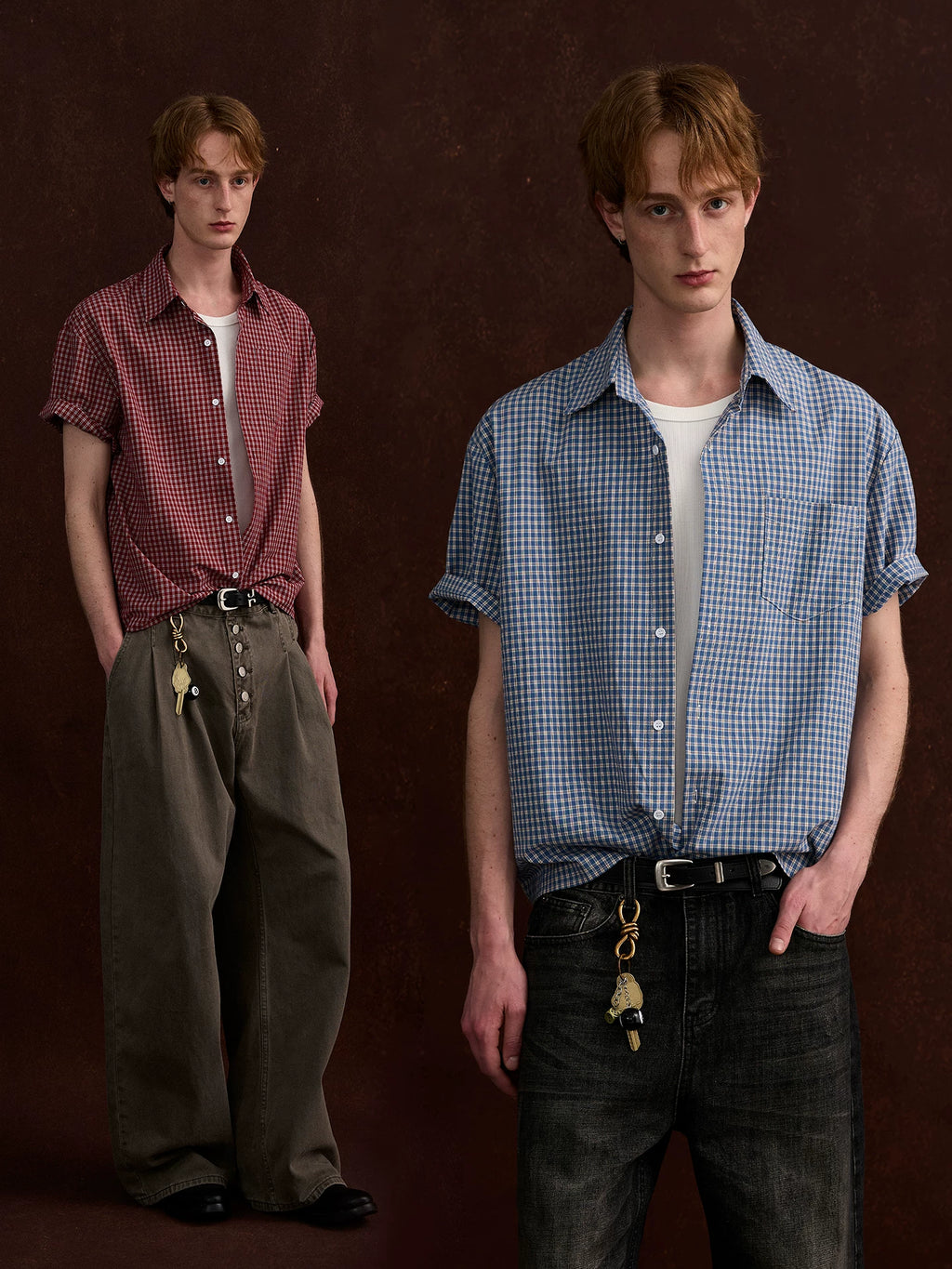 A PUEE Retro Old Money Short-Sleeve Plaid Shirt – Boxy Loose Fit