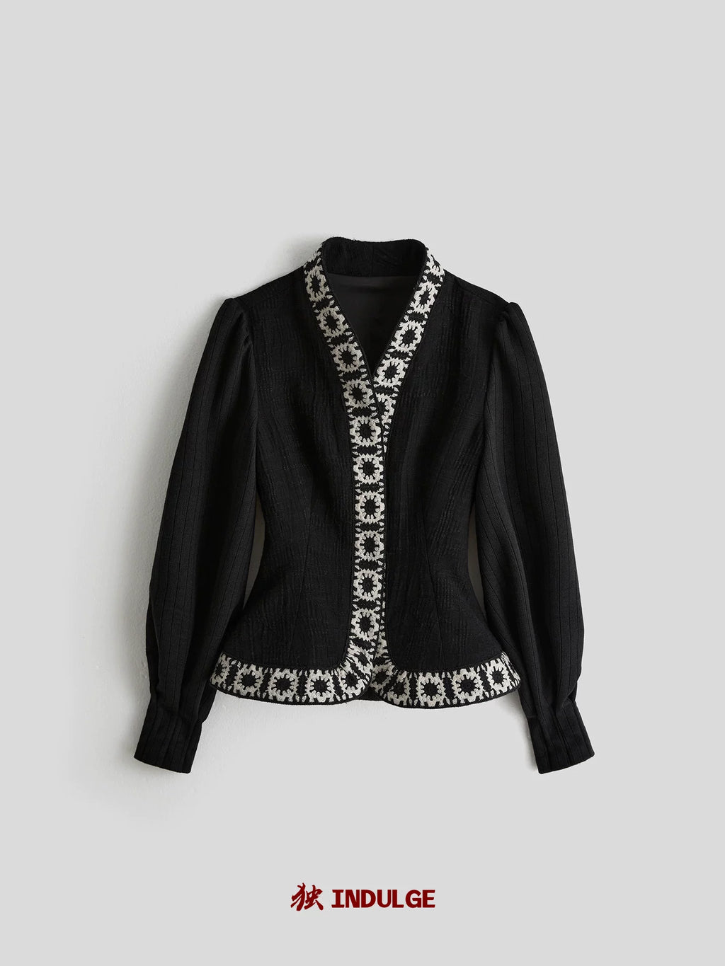 INDULGE Waist Closed Sleeve Hidden Button Front Shoulder Short Jacket