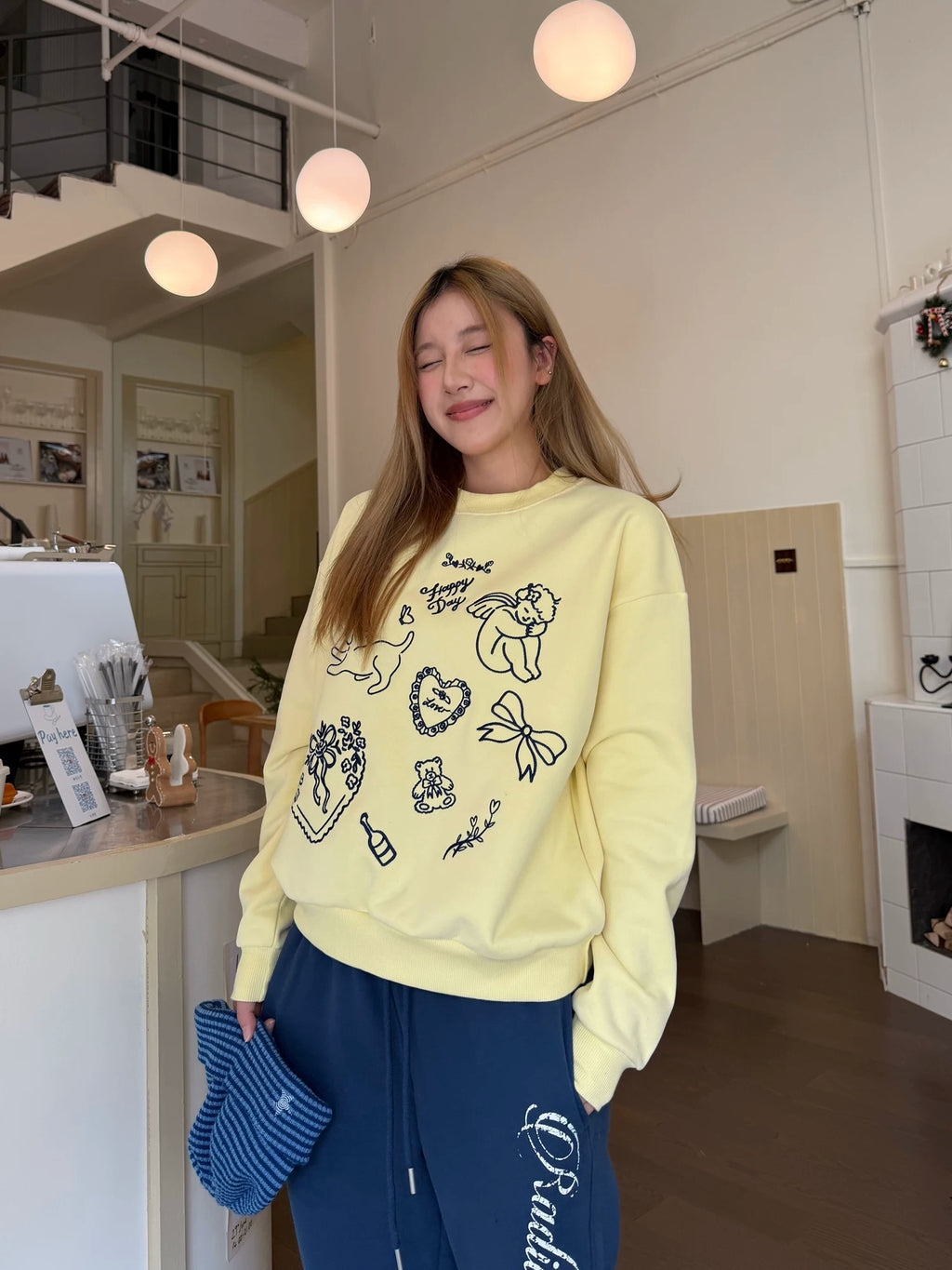 CCYE Embroidered Fleece Crew Neck Sweater