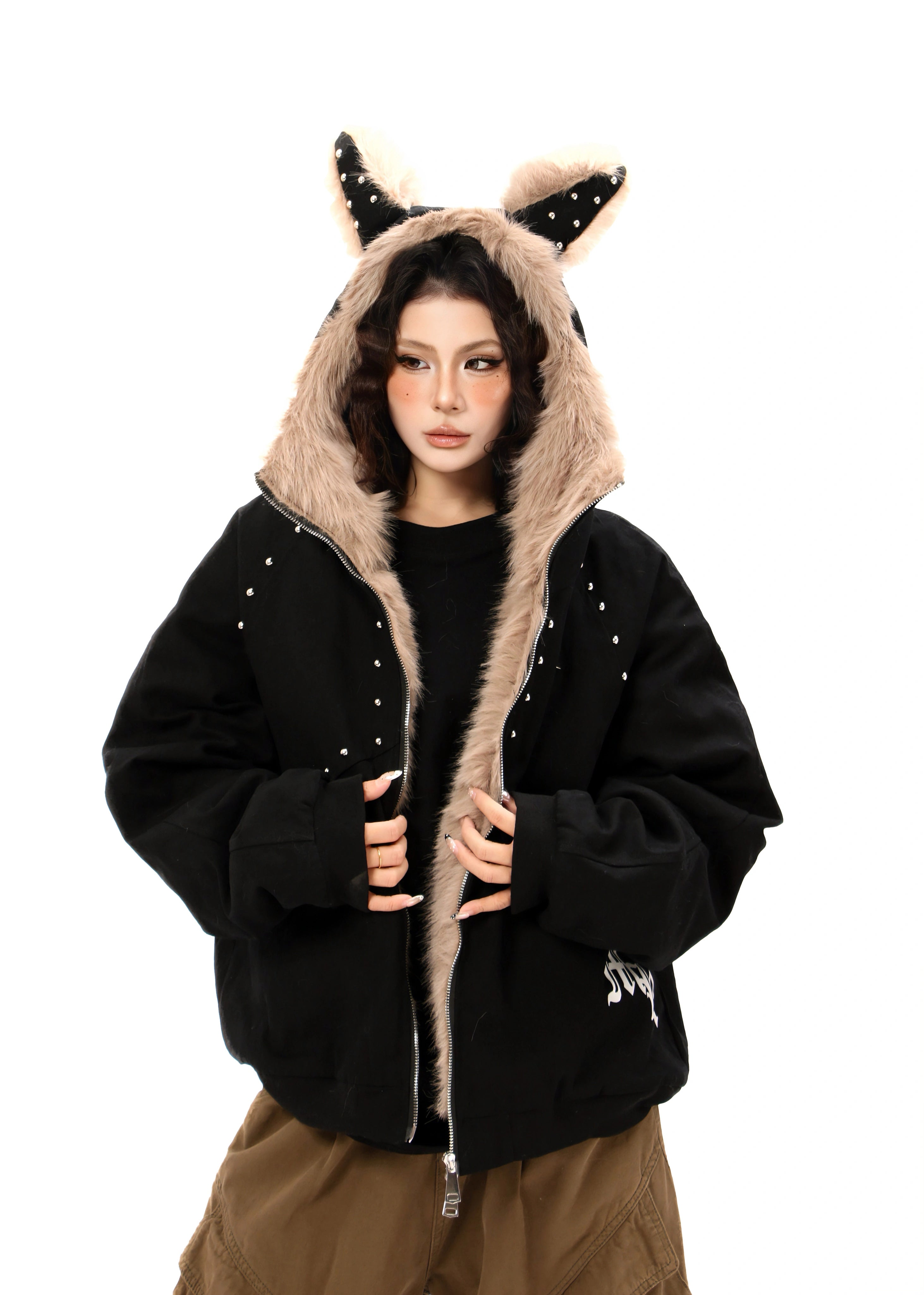 Kenvibe Vintage Demon Horn Willow Spike Hooded Cotton Suit