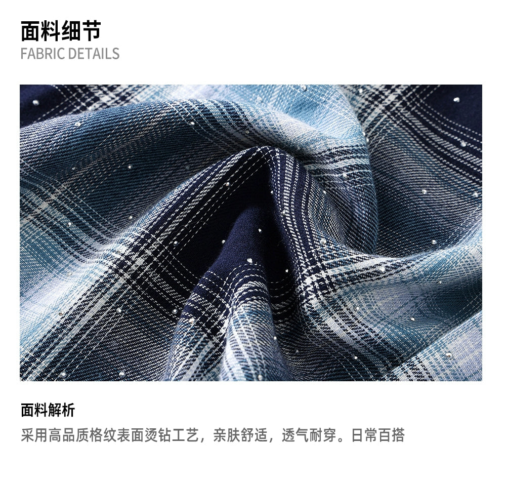 DONSMOKE Embroidered Versatile Checked Shirt