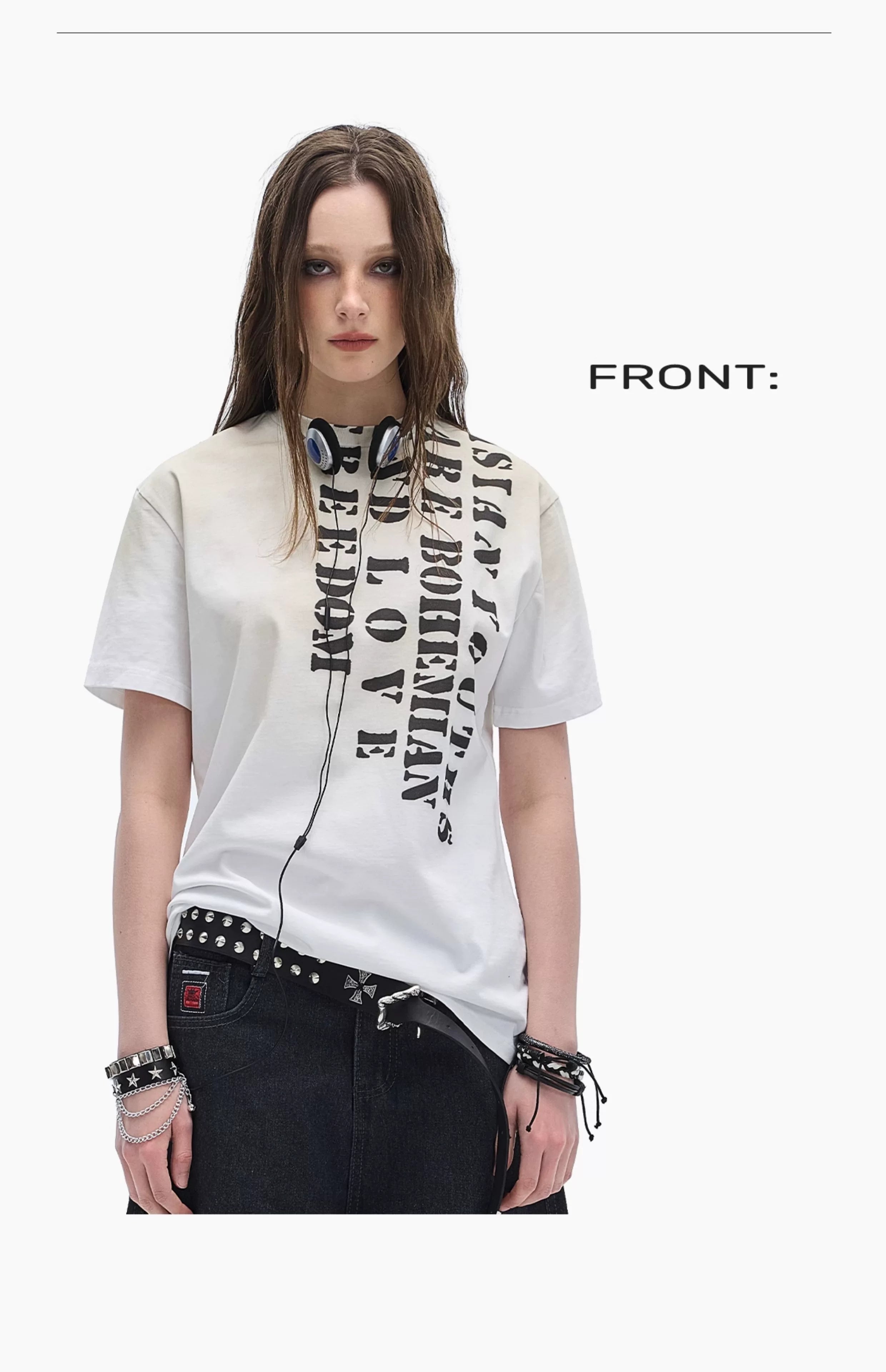 4AM Alphabet Slogan Front Shoulder Slim Tee