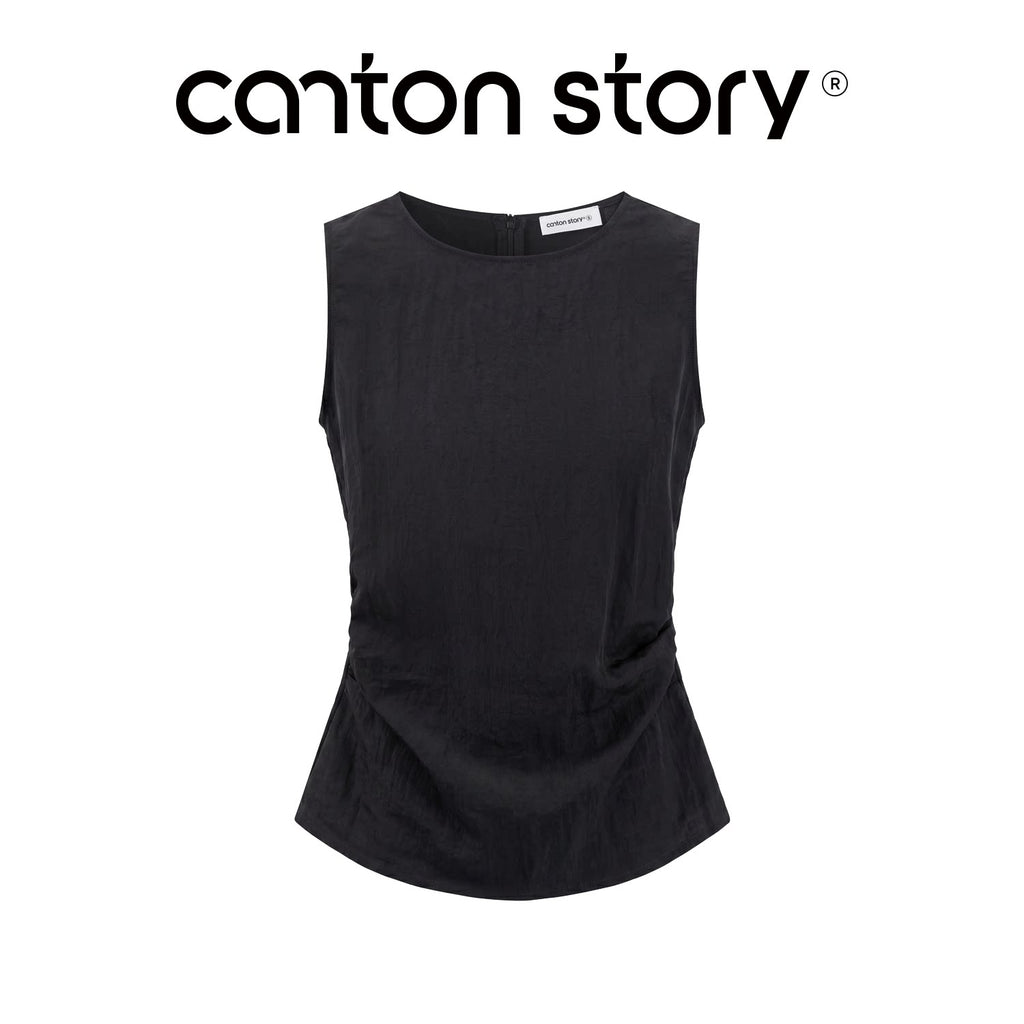 Cantonstory Crew Neck Skinny Sling Tank Top Casual Pants Set