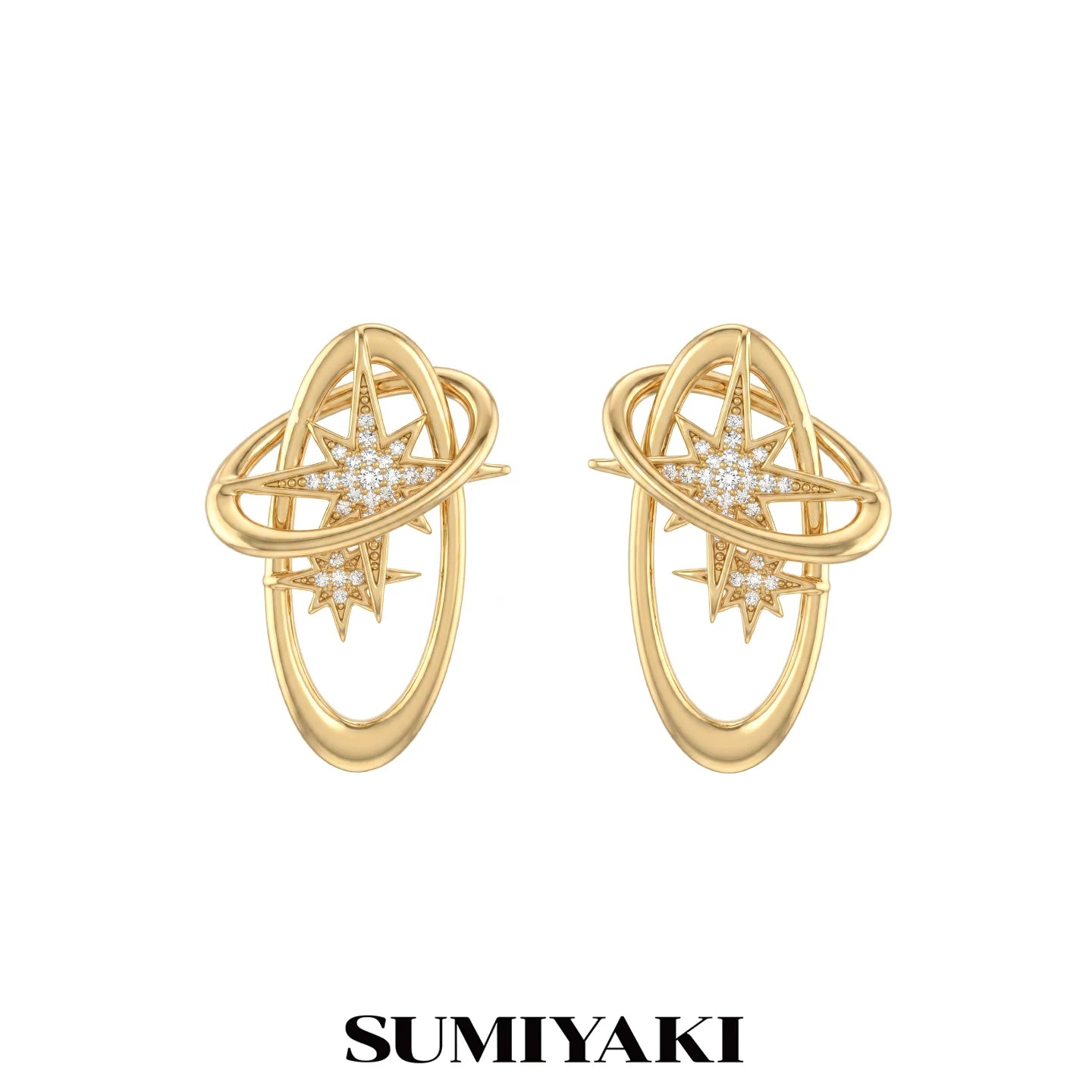 SUMIYAKI Premium Feeling Full Diamond Stud Earrings