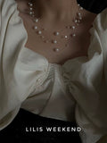 Lilis Weekend Triple Floating Pearl Niche Necklace