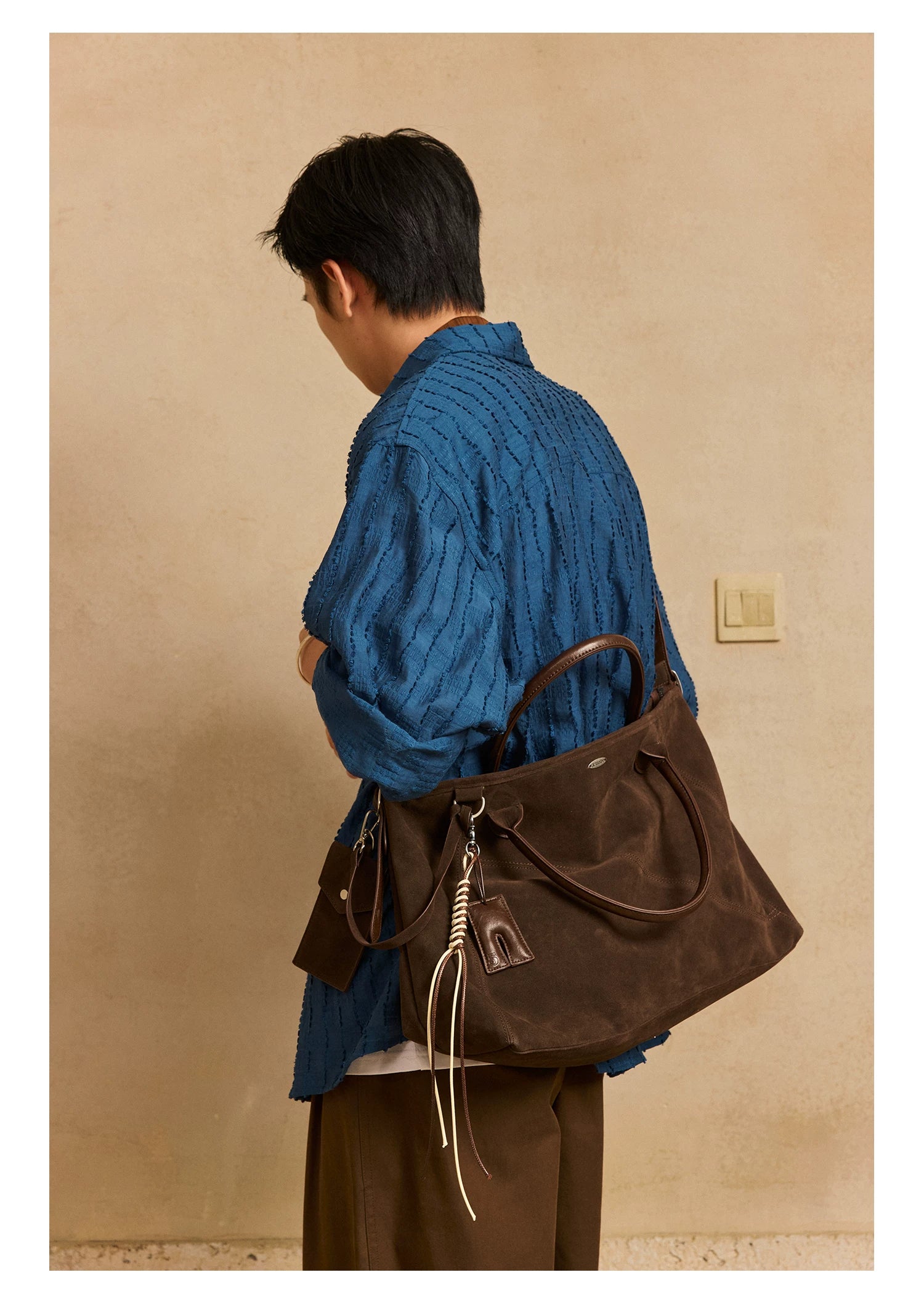LR MADE Suede Handheld Oblique Span Tote Bag