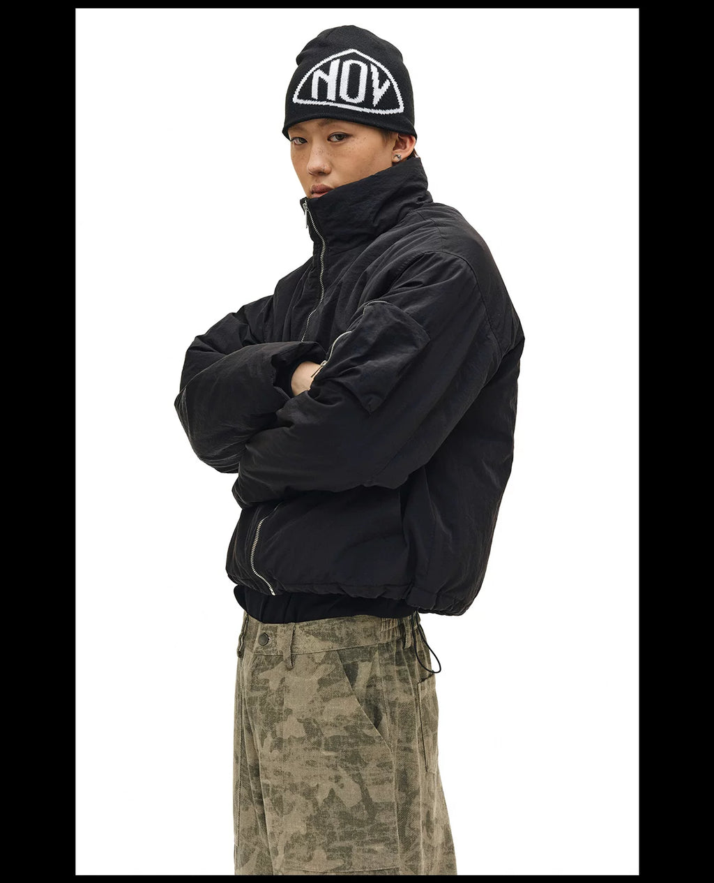 NOVACAM Jacquard LOGO Contrasting Color Knitted Wool Cold Hat