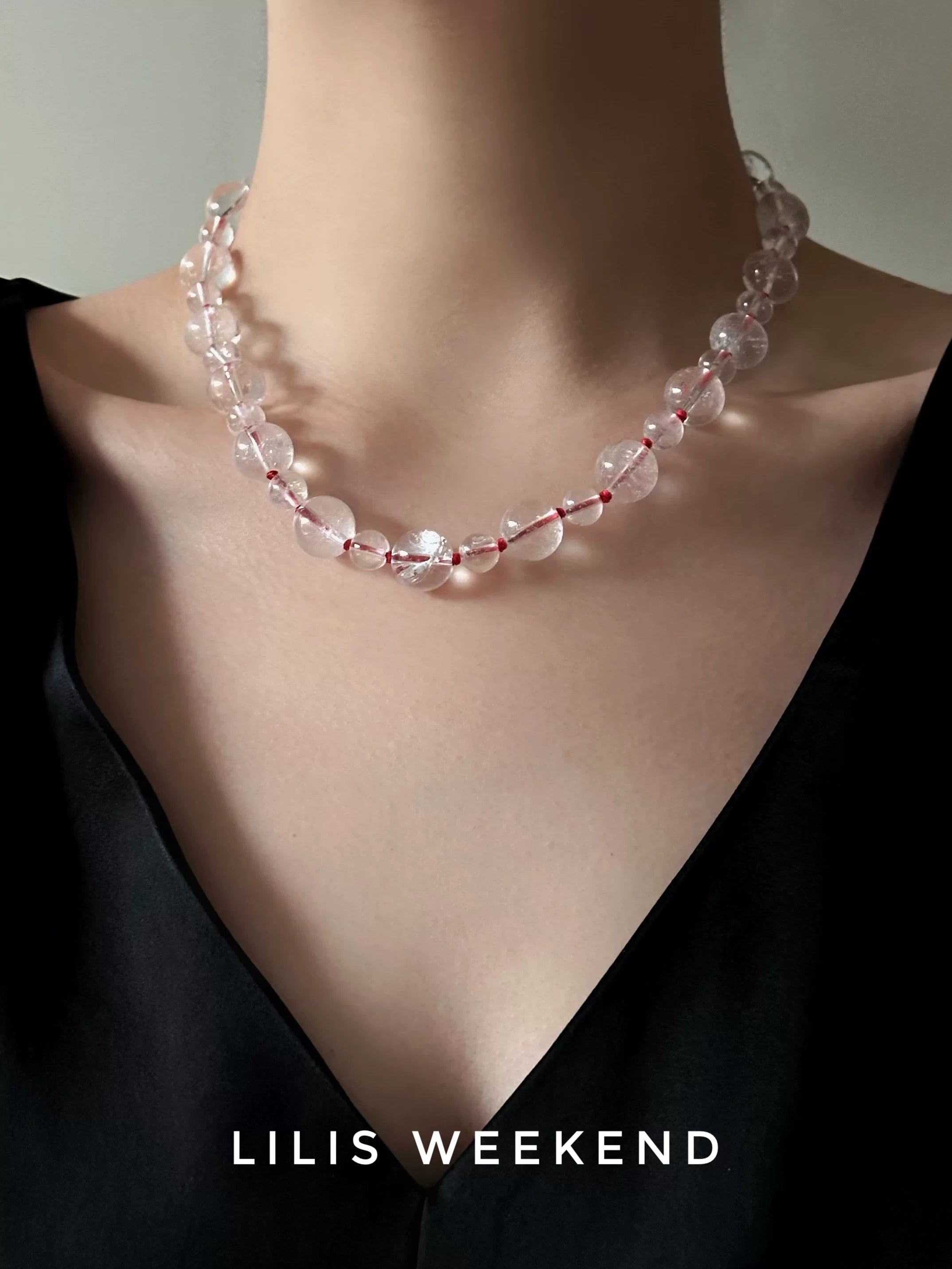 Lilis Weekend Red Rope Braided Handmade Beaded Necklace