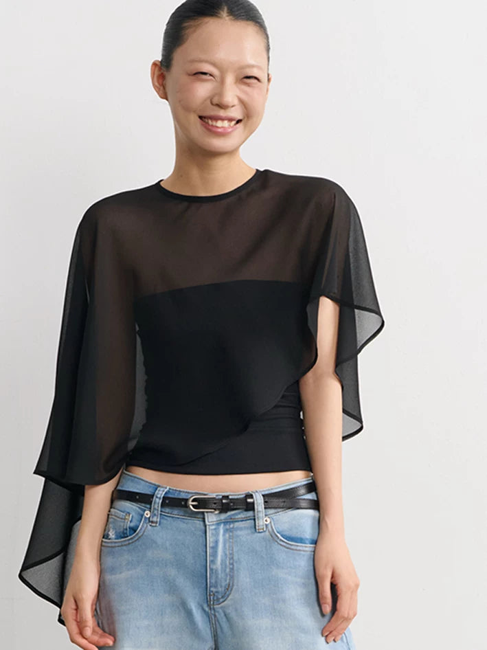LINY LIBERTY Chiffon Short Light Sunscreen Blouse