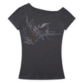 Imdelusion Open Shoulder Slant Shoulder Elastic Slim Tee