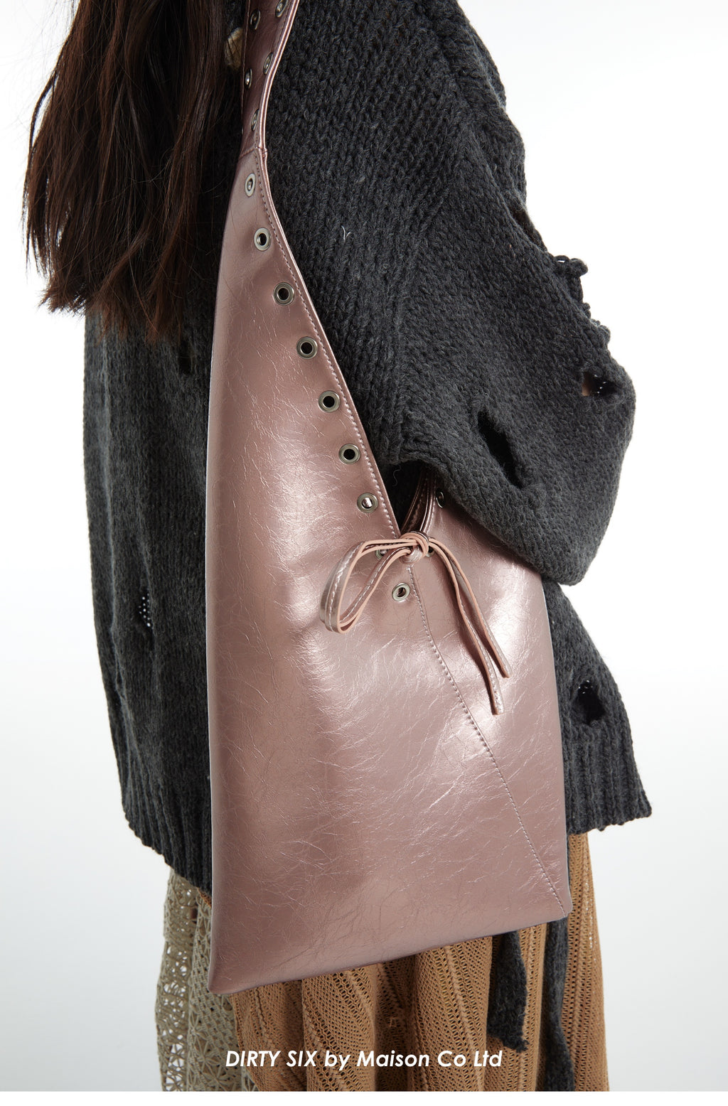 DirtySix Cow Split Leather trotro triangle vaporwave punk bag