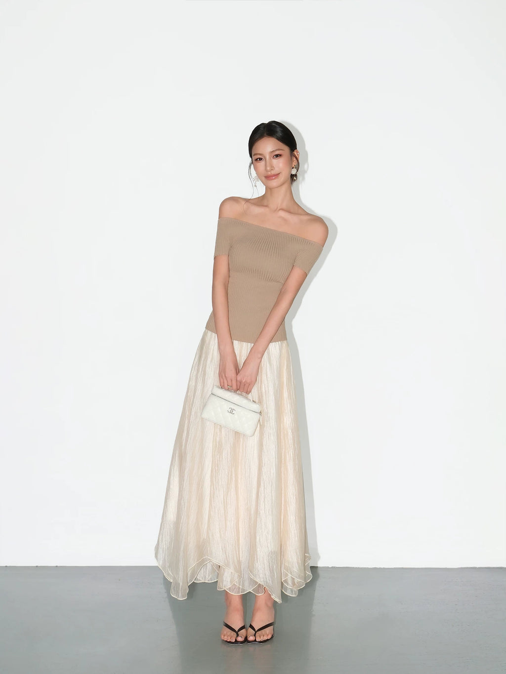 NEVA HU Temperament Elegant Yarn Skirt