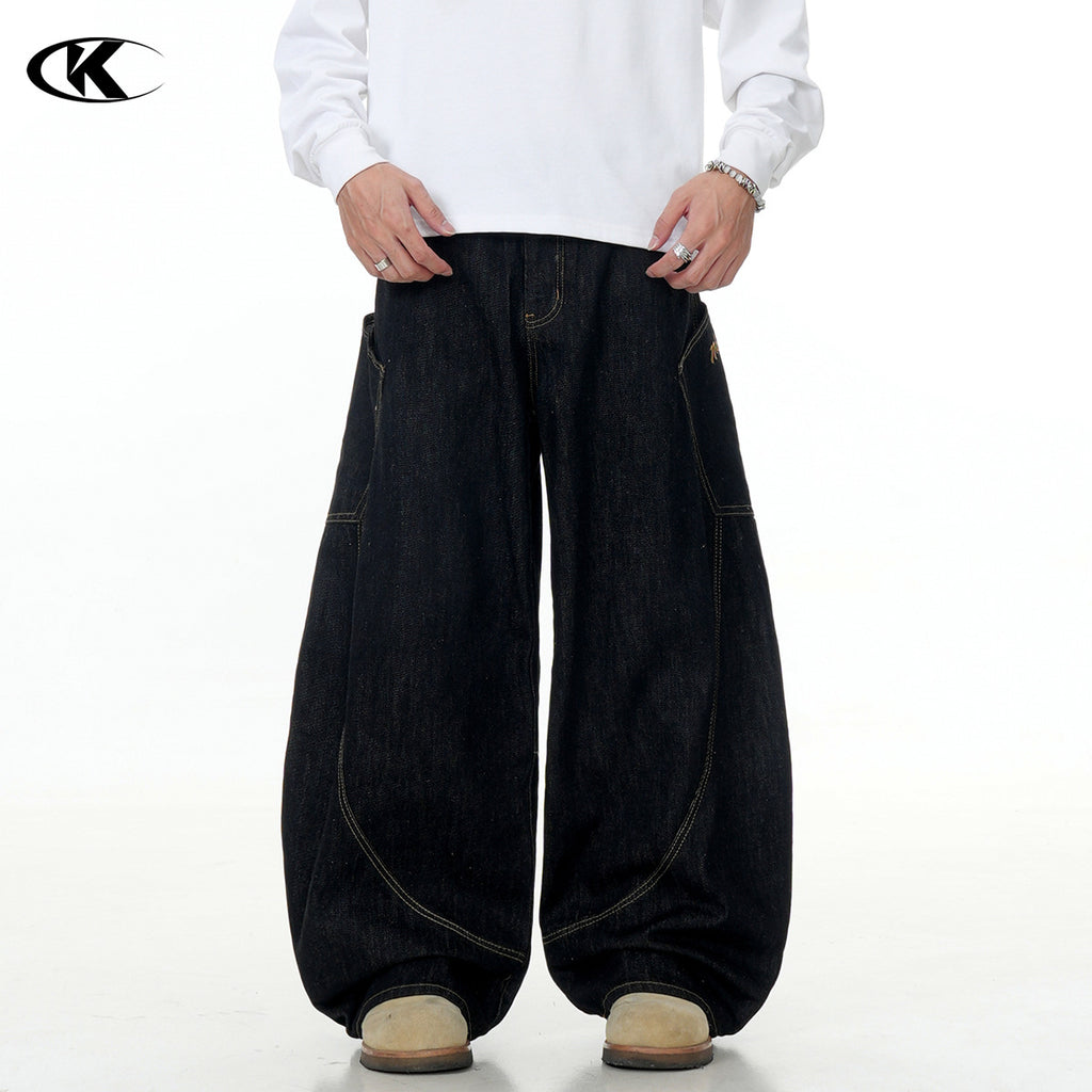 11KN High Street Large Pocket Letter Embroidered Jeans