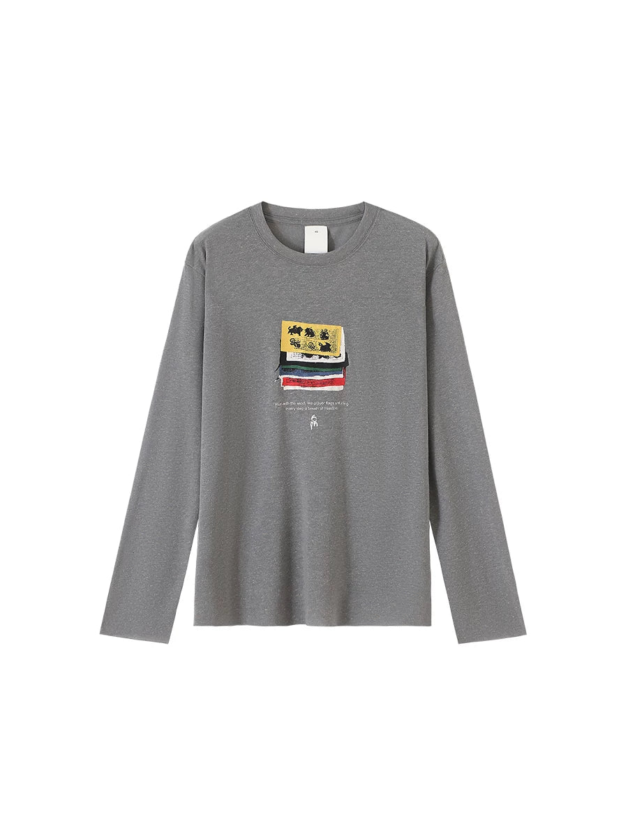 CONP Snow Prayer Flags Do Old Round Neck Long Sleeves
