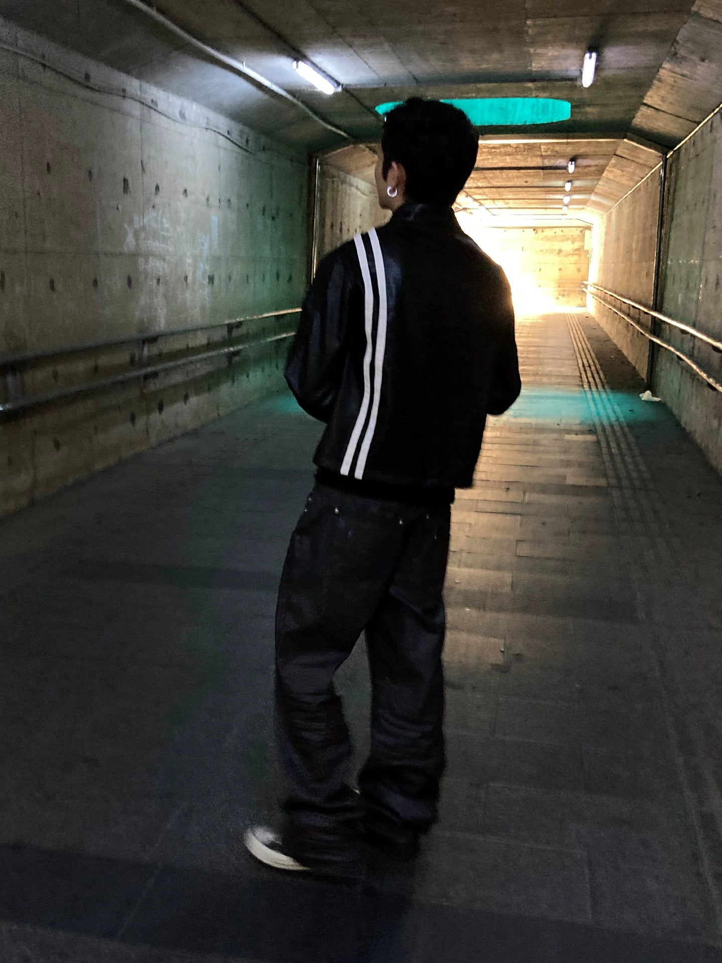 ColdAsia Embroidered Striped Leather Jacket