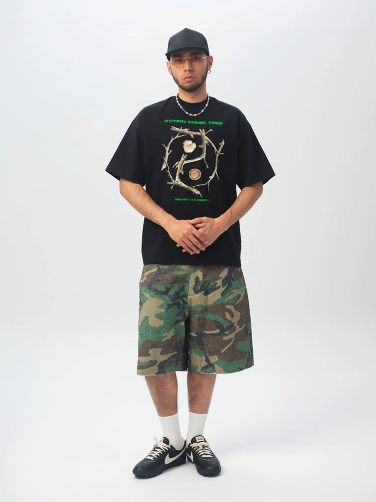 ComicTree Gossip Branch Letter Round Neck Tee