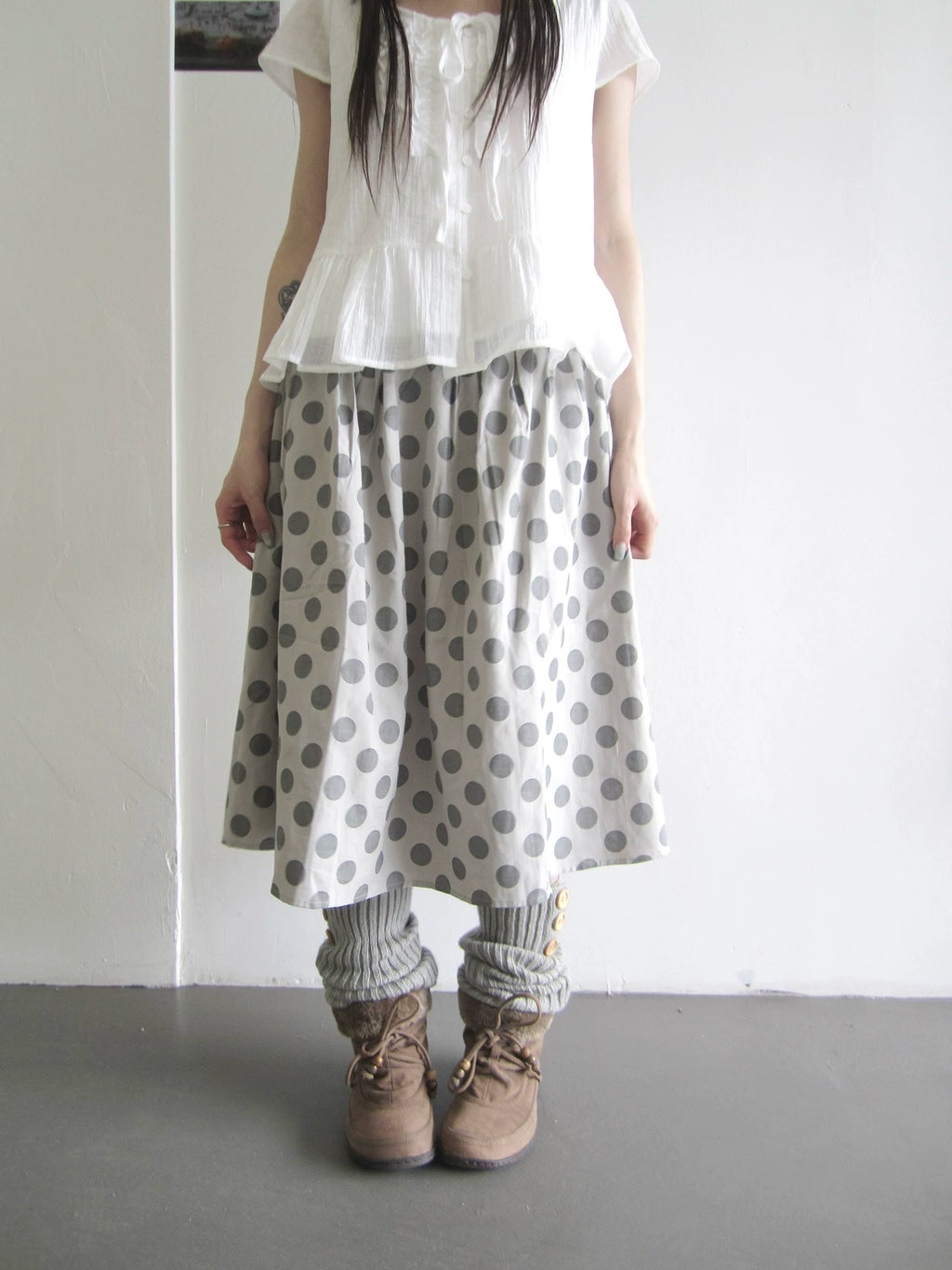 Ang: Project Vintage Versatile Loose Polka Dot Print Skirt